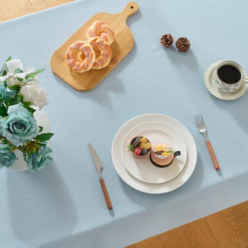 Light Blue Rectangle Tablecloth 60 x 90 Inch Machine Wash Indoor & Outdoor - Image 6