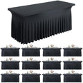 Spandex Tablecloth 6FT Rectangle Table Cover 12 Pack Black Wrinkle-Free by Outpain