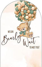 Teddy Bear Arch Backdrop 2.5x6ft We Can Bearly Wait to Meet You Arched Wall Covers Stretchy Background for Party Decorations Green Baby Shower Decor Props NO-75 - Image 2