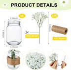 43 Pcs/ 6 Set Babybreath Mason Jar Table Centerpiece Mason Jar Vases - Image 2