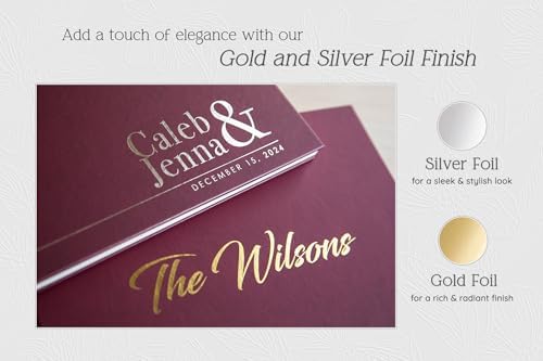 Personalized Foil Wedding Guest Book - 11.5 x 8.5 Custom White Colored Guestbook with Customizable First Last Name Date Cover, Hardcover Photo Book for Sign in at Reception Baby Bridal Shower Party - Image 6
