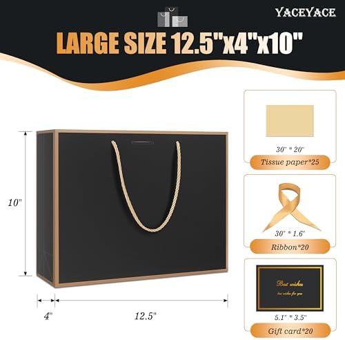YACEYACE Gift Bags with Ribbon Bow, 20Pack of Gift Bags with Handles Bulk - Image 3