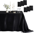 6 Pack Square Satin Table Cover, 52 x 52 Inches, Black by Counfeisly