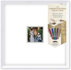 Solid Wood Signature Frame With Square Opening - White Wood - Light Gray Accent Mat - Guest Book Alternative With Gel Pens Made in the USA by CustomPictureFrames