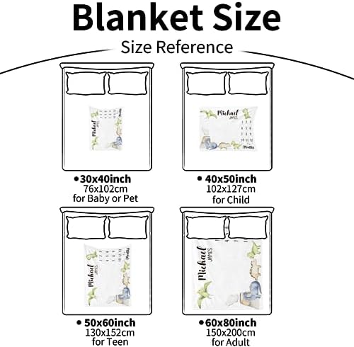 Custom Name Baby Milestone Blanket - Baby Milestone Monthly Blanket with Double Sided for Boy Girl Baby Photography Props - Dinosaur Print Gifts for Kids Infant (FixedSize) - Image 7