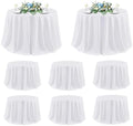 sancua White Round Tablecloth 120 Inch Fit 48-96 Inch Tables, 8 Pack by sancua