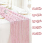 Sioloc 5 Pack Light Pink Cheesecloth Table Runner 120'' x 35'',Spring Easter Decor Soft Gauze Boho Wedding Table Decor for 10ft Table Birthday Party,Baby Shower, Bridal Shower, Home & Event Decor by HEALTHYCOMFORTLIFE