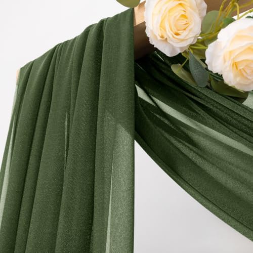 Sheer Gauze Wedding Arch Draping Fabric 29" x 20 FT 4 Panel Moss Green - Image 2