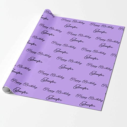 MyPupSocks Personalized Photo Wrapping Paper, Happy Birthday with Name Purple Custom Funny Name Wrapping Paper Roll for Boys Girls Baby Shower Wedding Anniversary Birthday Gift 58x23 Inch 5 Rolls - Image 2