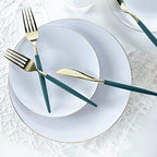 Luxe Party 128 Pieces Two Tone Plastic Disposable Cutlery | Forks-Spoons-Knives | Full Size | Chic Round | Teal and Gold - Image 5