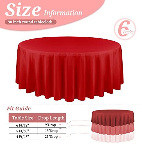 YMHPRIDE 6 Pack Round Tablecloths - Red Table Cloth, 90 Inch Polyester Round Table Cloth, Washable Fabric Table Covers for Wedding, Party, Dining, Banquet - Image 2
