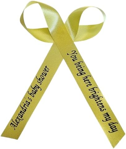 25 Personalized Ribbons Assesmbled Bows Custom Bridal Shower Favor Party Favors Wedding Bridesmaid Memorial Ribbons Funeral Baby Invitations Mis XV años Quinceanera (Yellow Ribbon) - Image 6