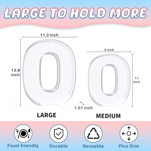 13.8" Extra Large Acrylic Letter Charcuterie Board Box, Reusable Fillable Letter Cake Candy Dish Display Serving Tray for Birthday Anniversary Party Decoration (O) - Image 2