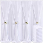 10 Panels White Backdrop Curtain for Parties Wedding Wrinkle Free 50ft x 10ft Backdrop Drapes for Baby Shower Gender Reveal Birthday Photo Photography Polyester Fabric Background Decoration by Suppromo