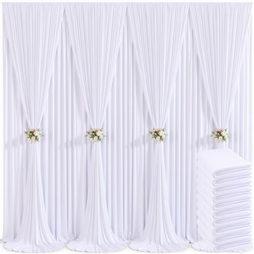 10 Panels White Backdrop Curtain for Parties Wedding Wrinkle Free 50ft x 10ft Backdrop Drapes for Baby Shower Gender Reveal Birthday Photo Photography Polyester Fabric Background Decoration by Suppromo