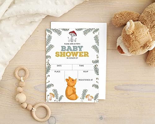 Pack of 30, Boy/Girl Baby Shower Party Collection, Baby Shower Invitation Cards, Fill in the Blank Invites WIth Envelopes, Fox Theme Party Supplies - Image 5