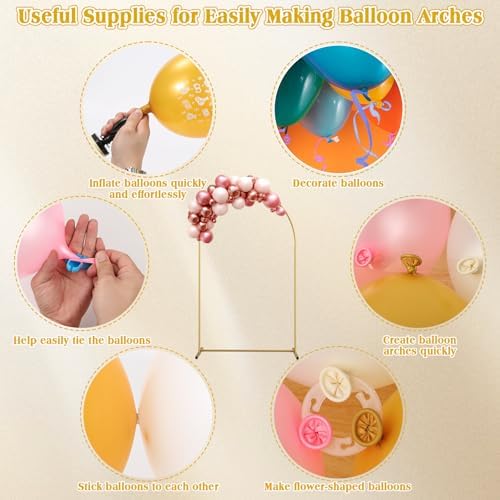 Arch Backdrop Stand and Cover Set| 7.2ft Wedding Metal Arch Stand with Spandex Fitted Backdrop Cover|Gold Balloon Arched Frame White Arch Cover for Birthday Party Baby Shower Graduation Ceremony Décor - Image 6