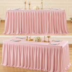 Wish Care Blush Pink Polyester Table Clothes for 8 Foot Rectangle Tables, Wrinkle Free Fitted Table Cover with Pleated Ruffle Table Skirt for Birthday Party Wedding Trade Show Event Display - Image 6