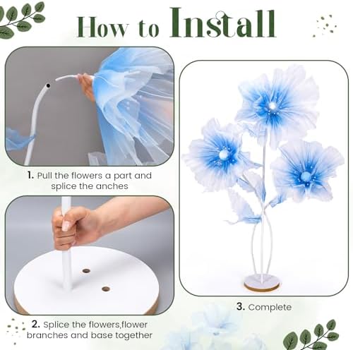 Norme 6 ft Giant Silk Flower for Decoration with Stand Artificial Decor Big Silk Flowers for Wall Backdrop Photo Props Wedding Birthday Party Baby Shower Background Decor (Blue) - Image 4