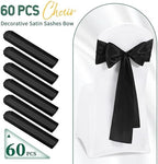 60 PCS Black Satin Chair Sashes, 7 x 108 Inch - Image 2
