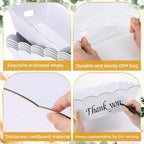 Fuyoooo 8 Pack White Baskets for Gifts Empty to Fill, Sturdy 10" x 12" Scalloped Edged Empty Gift Basket Kit Bulk with Handles, 8 Wrap Bags, 16 Tissue Paper and 8 Bows for Wedding Party - Image 5