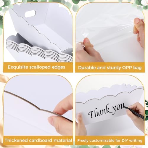 Fuyoooo 8 Pack White Baskets for Gifts Empty to Fill, Sturdy 10" x 12" Scalloped Edged Empty Gift Basket Kit Bulk with Handles, 8 Wrap Bags, 16 Tissue Paper and 8 Bows for Wedding Party - Image 5
