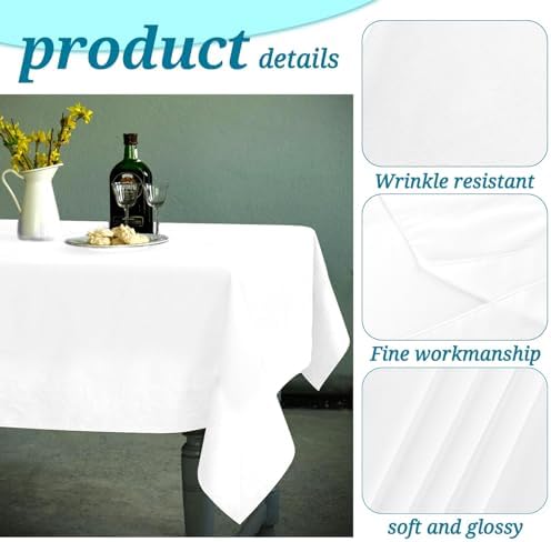 6 Pack Tablecloth 72 x120 inch Polyester Table Cloth for 6-8 Foot Rectangle Tables,Stain and Wrinkle Resistant Washable Fabric Table Covers Polyester White Table Clothes for Wedding,Party,Banquet - Image 4