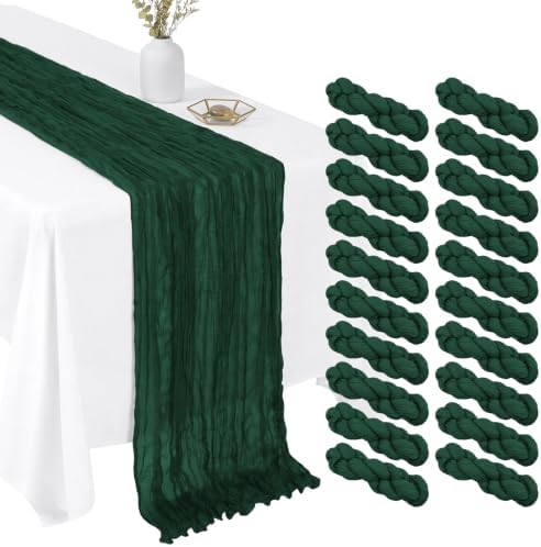 20 Pack Emerald Green 17 x 108 Inch Cheesecloth Table Runner - Boho Gauze Sheer Fabric for Wedding Baby Shower Party Home Decor by Unknown
