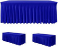 2 Pcs Royal Blue Spandex Table Covers 4ft Rectangle Ruffle Skirts for Party by HolidayIdeas