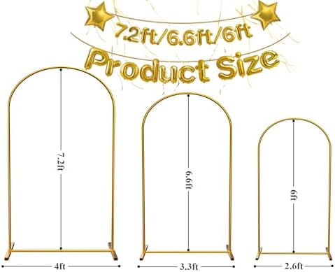 LANGXUN Gold Metal Arch Backdrop Stand Set, 7.2ft / 6.6ft / 6ft Balloon Arch Frame for Wedding Birthday Party Baby Shower Graduation Anniversary Decoration, Thickened Steel Tube (7.2ft 1 pc) - Image 4