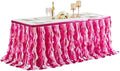 Wish Care 6ft Pink Sequin Table Skirt for Rectangle Tables Glitter Curly Willow Fuchsia Tutu Skirt Ruffle Table Cloth Desk Skirts for Princess Girls Birthday Baby Shower Party Cake Table Decorations by WishCare