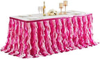Wish Care 6ft Pink Sequin Table Skirt for Rectangle Tables Glitter Curly Willow Fuchsia Tutu Skirt Ruffle Table Cloth Desk Skirts for Princess Girls Birthday Baby Shower Party Cake Table Decorations by WishCare