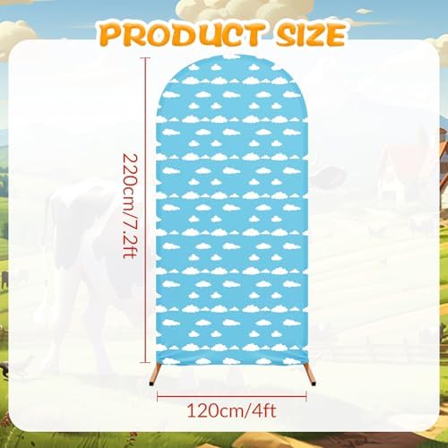 7.2 ft Arch Backdrop Cover Sky Strench Spandex, White Cloud - Image 2