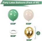Sage Green Gold White Balloons Kit 60pcs 12 in Sage Green Sand White Latex Balloons Metallic Gold Helium Balloons and Electric Balloon Pump Multiple - Image 2