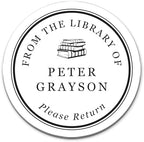 Personalized Classic Book Labels with Stack of Books, From the Library of Stickers, Set of 90 stickers 1.5 inch round, Please Return Bookplate Stickers by PortofReverie