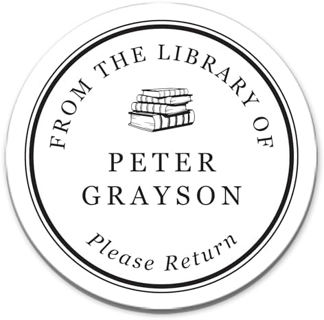 Personalized Classic Book Labels with Stack of Books, From the Library of Stickers, Set of 90 stickers 1.5 inch round, Please Return Bookplate Stickers by PortofReverie