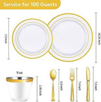 Goodluck 600 Pieces Gold Disposable Plastic Plates for 100 Guests - Image 3