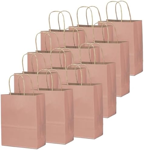 qiqee 100PCS Gift Bag with Handles Bulk Kraft Dusty Pink Paper Bags Multiple Uses (13"x10.3"x4.6"- Large Size) - Image 2