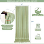 ESGOTBME 10x10ft Wrinkle Free Sage Green Backdrop Curtain for Parties Soft Fabric Drapes Wedding Curtain Backdrop for Birthday Party Decorations Background for Photography 5x10ft, 2 Panels - Image 3