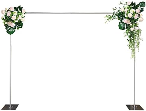 Square Metal Wedding Arch for Ceremony, Adjustable Height Wedding Decorations Arch with Steel Base Background Support System for Photography Backdrop Stand Decor Rack Holder (Silver, 3x3M/9.8x9.8FT) by TouSuaRSi