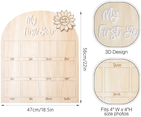 First Year Milestone Photo Board – My First Year Picture Frame, One Year Of Photo Board, Monthly Photo Display for 1st Birthday Party, Baby Room & Nursery Decor Baby Keepsake Gift - Image 4