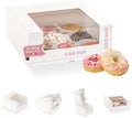Pack of 10 Cake Boxes with Window (9.84" x 9.84" x 3.93") - Ideal for Bakery, Cookie and Donut - White Leather by BoxesCraftory
