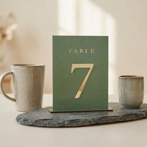 Geelin 20 Pcs Wooden Wedding Table Numbers 1-20 with Stands, Sage Green - Image 5