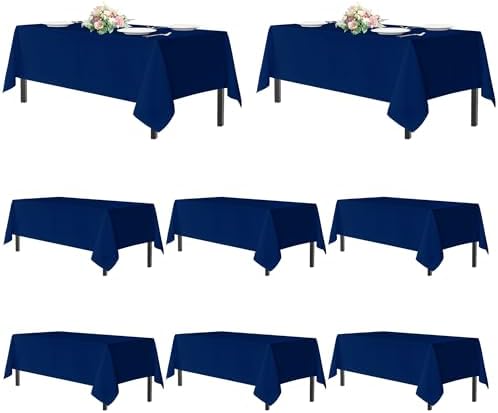 sancua Navy Blue Tablecloths Rectangle, 8 Pack Table Cloth for 6 Foot Tables by sancua