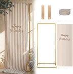 Striped Happy Birthday Sign Stand with Linen Ribbon, Khaki by Unknown