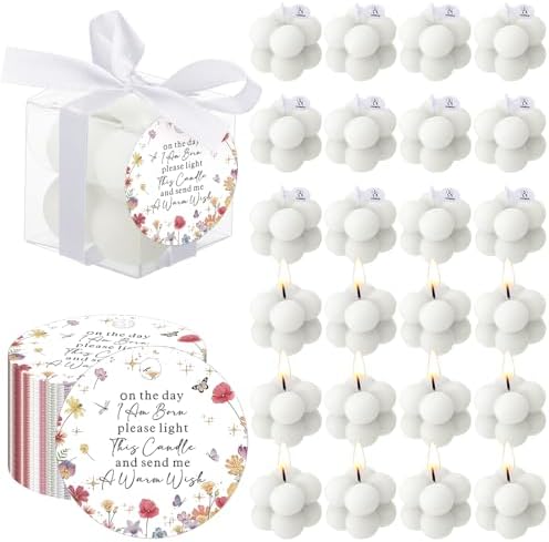 MTLEE 24 Sets White Baby Shower Party Favors Small Bubble Candle by MTLEE