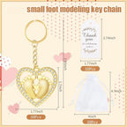 50Set Baby Foot Modeling Keychain with Organza Bags Thank You Tags, Wedding Party Favor Souvenir Gift for Guests - Image 2