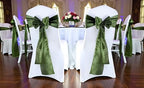 MDS® Pack of 100 Satin Chair Sashes for Wedding & Events – Olive Green - Image 2