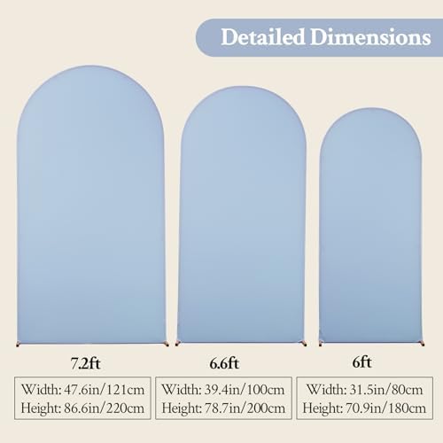 Arch Backdrop Cover Set of 3 Blue White Arch Covers Stretchy Backdrop 4FT 5FT 6FT Baby Shower Birthday Party Wedding Spandex Arch Stand Cover - Image 4
