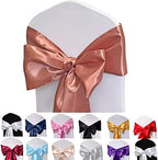 Rose Gold Satin Chair Sashes Bows for Chair,7x108inchs,50pcs by Maiangel